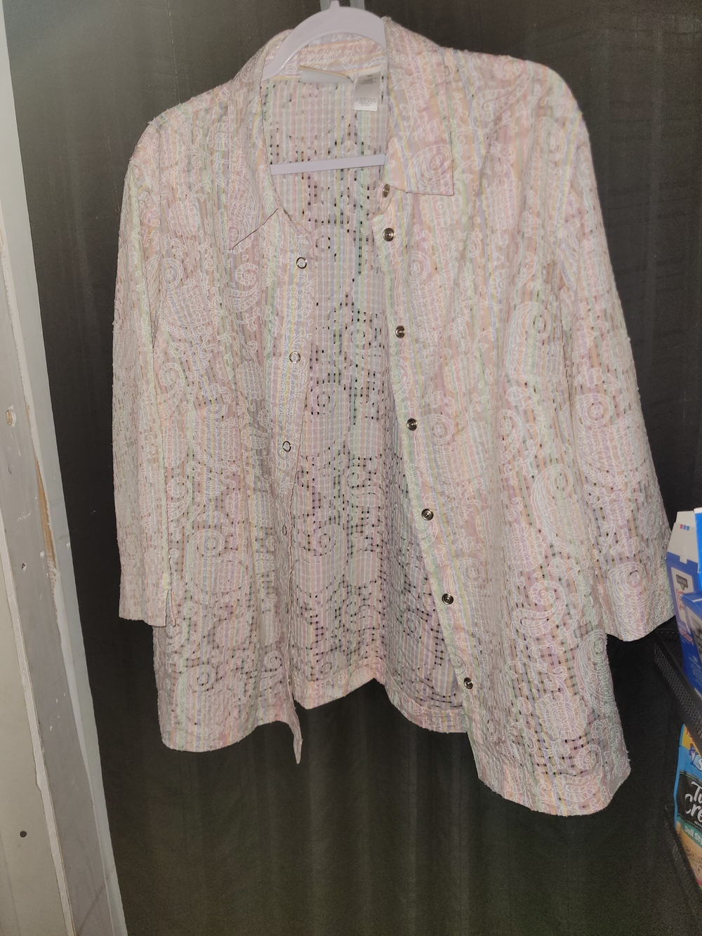 Alfred Dunner Pastel Multi-Stripe Button-Front Blouse